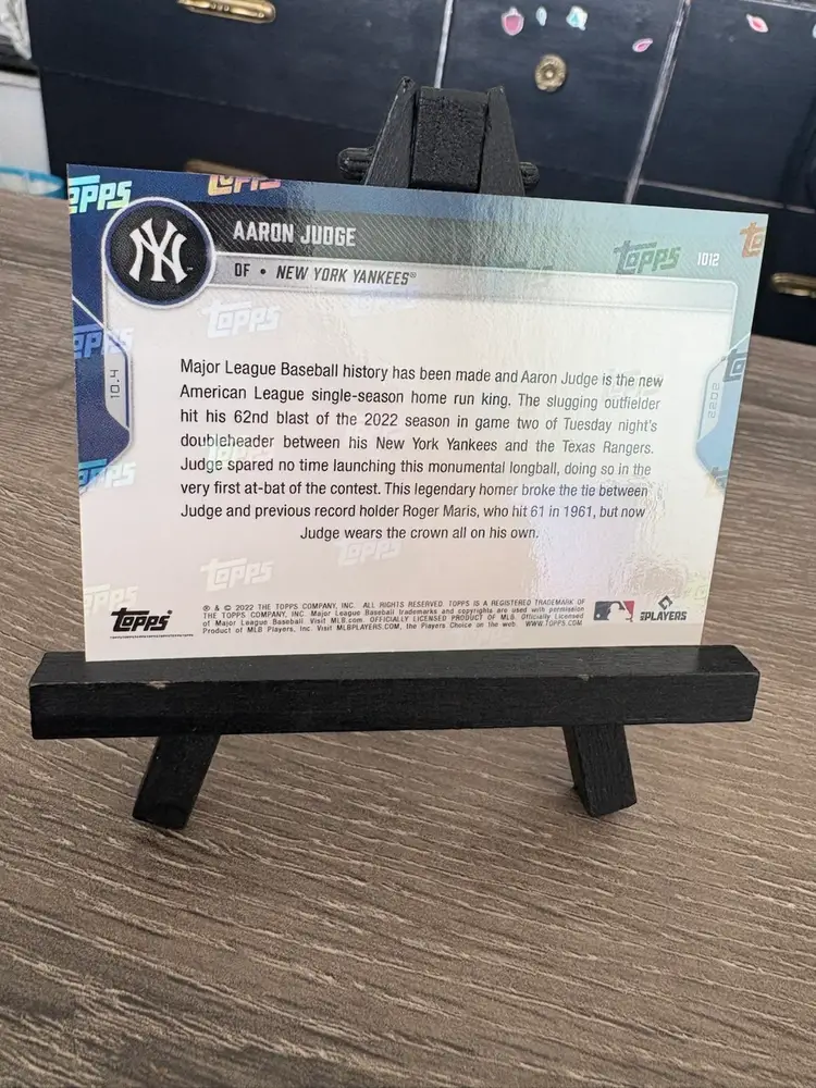 Aaron Judge 2022 Topps Now 62 Home Runs Record AL #1012 MLB Baseball Card New York Yankees (D)