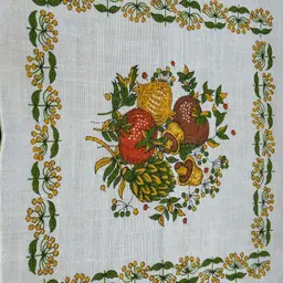 Vintage Cloth Napkins Placemats Mushrooms Veggies Set Of 4 16” sq