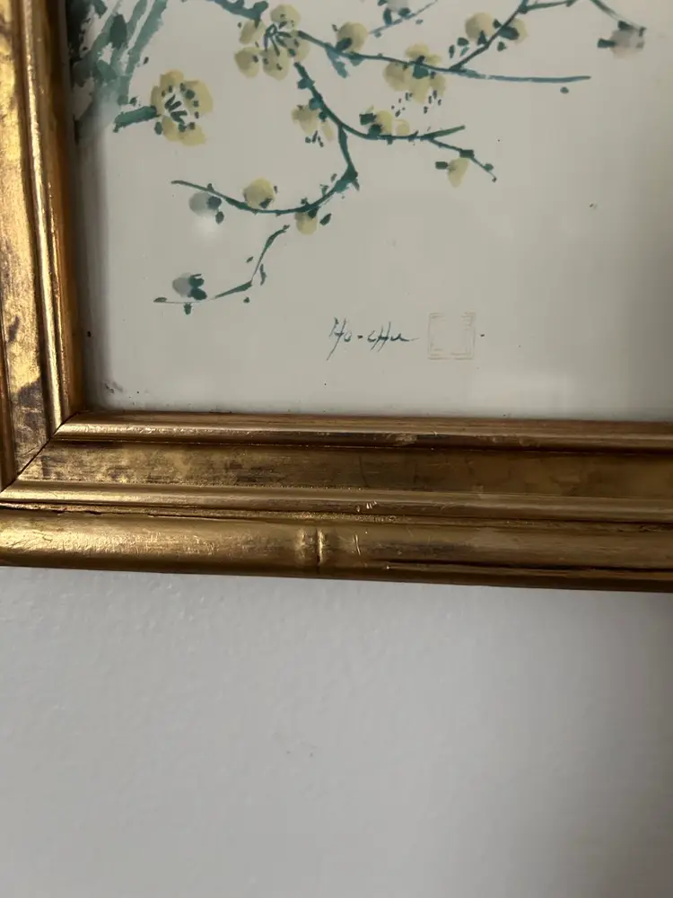Ho Chi Art Print With Gold Frame 1950-1960. 17 X 7 Inches