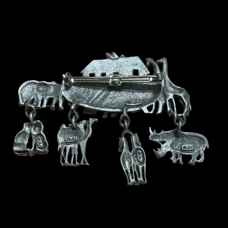 JJ Signed Noah’s Ark Pewter Brooch.