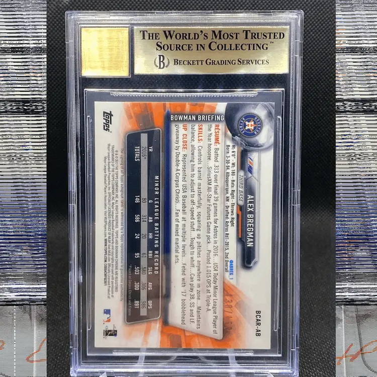 2017 Bowman Chrome Alex Bregman BCARAB Auto BGS 9.5 Blue /150