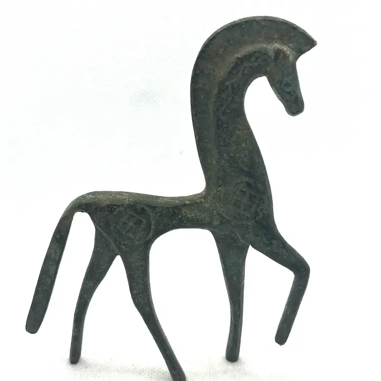 Greek Horse Bronze Green Patina Statuette Figurine