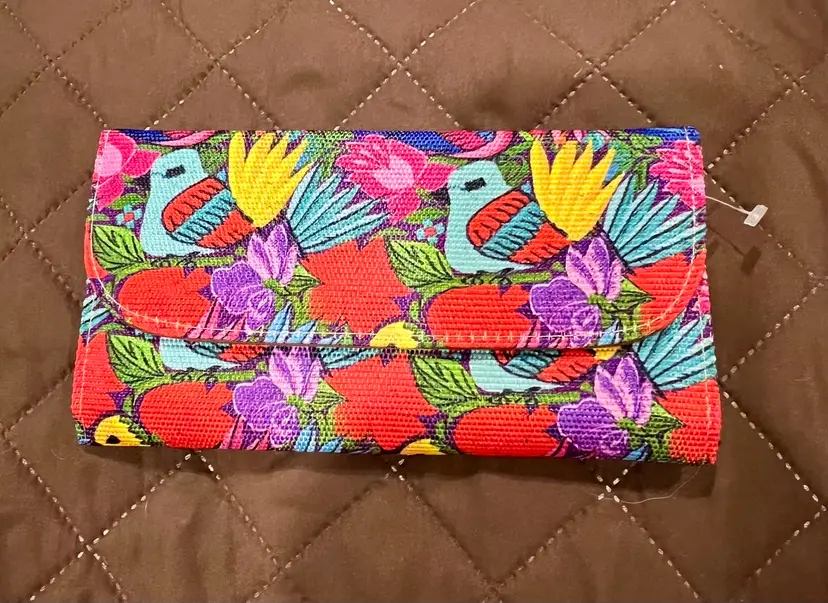 Mexican Embroidered Vibrant BIRD Wallet.  Handmade  New