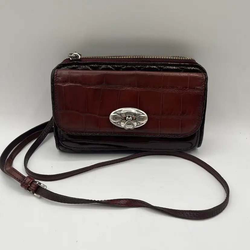 Summer - Brighton Crossbody Bag Wallet Brown Crocodile Leather Organizer Card Slots