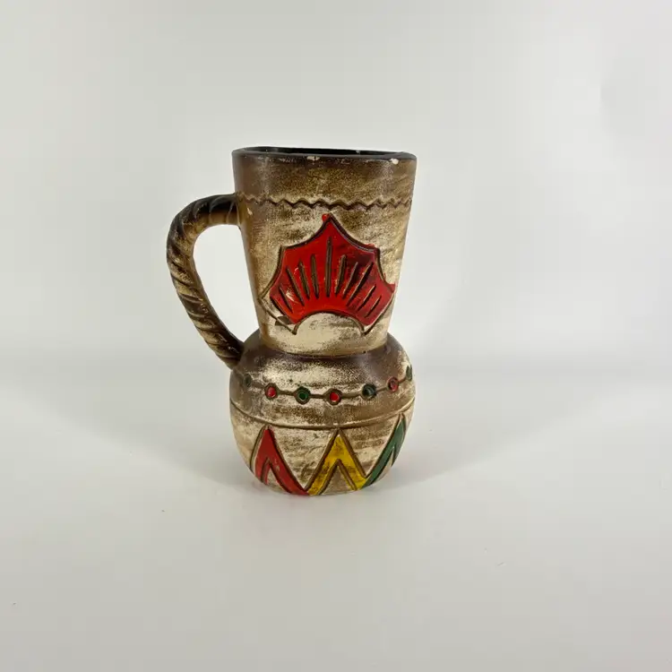 Vtg Native American 6.25" Chalkware Pitcher Hand Painted