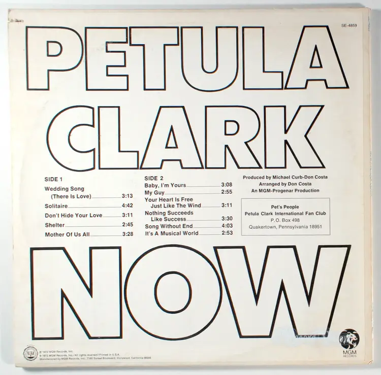 Petula Clark - Now (1972) Vinyl LP • Wedding Song (There Is Love), My Guy