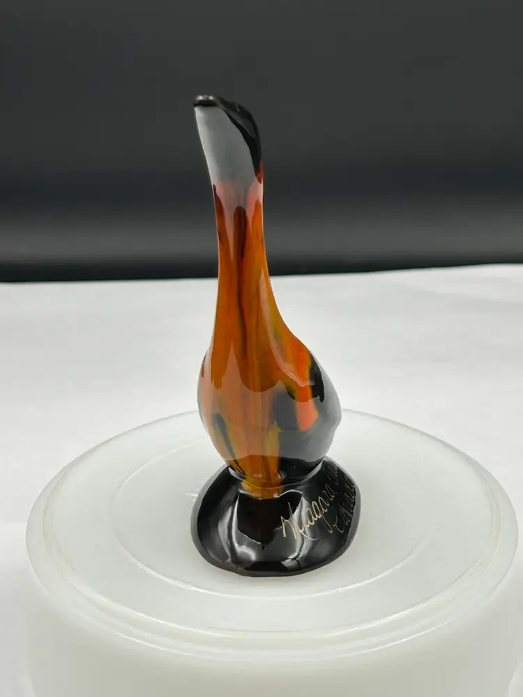 Vintage MCM McMaster Redware Pottery Canadian Goose Figurine, Niagara Falls Souvenir