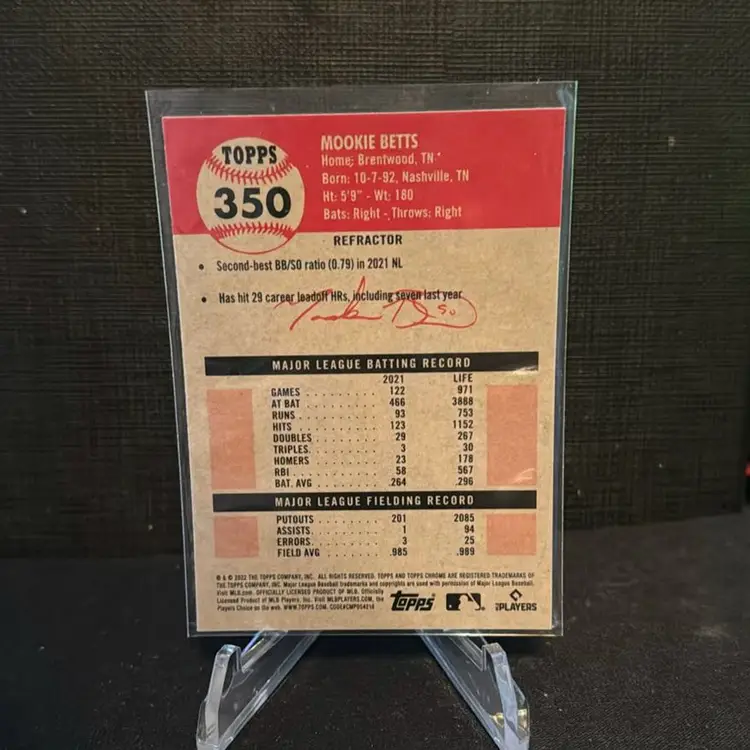 Mookie Betts Refractor 2022 Platinum Los Angeles Dodgers