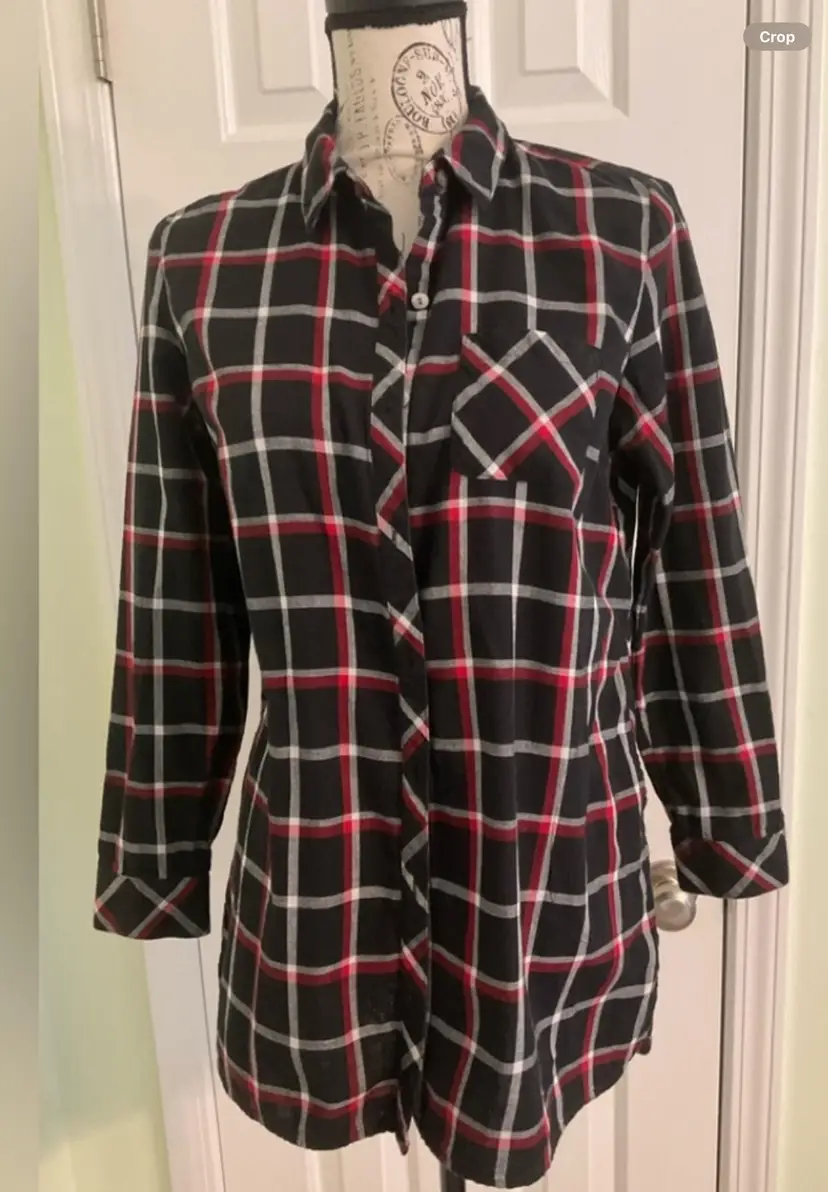 J. Jill Black plaid button down blouse