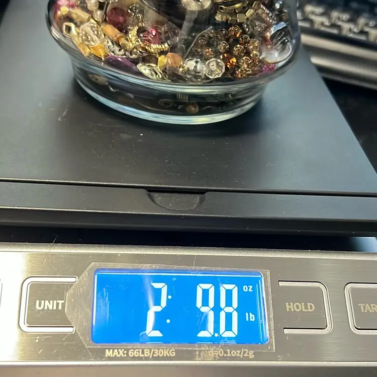 Christmas Special: Craft Jewelry, Stones, Beads, Antique Brass And Glass Buttons, Seed-beads, And Lots Of Rhinestones! 2.9 Pounds Of Goodies! And A Glass Christmas Tree Jar Bonus!!!