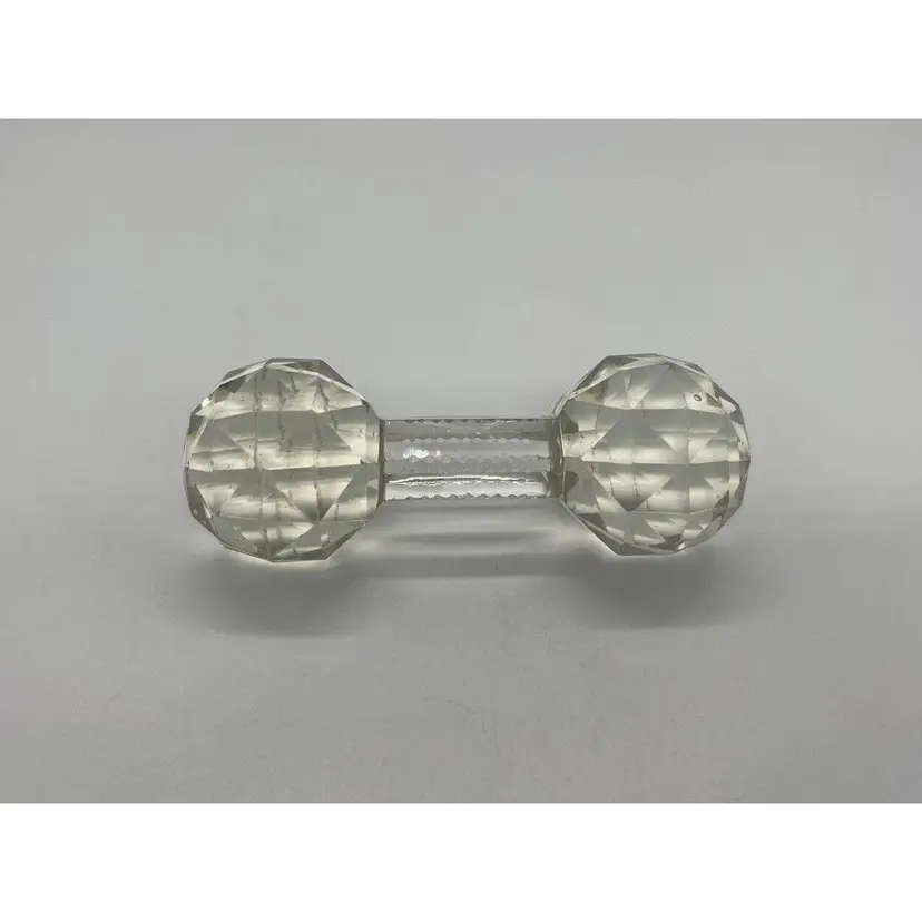 Vintage Glass Dumbbell Elegant Faceted Knife Stand Rest Paperweight