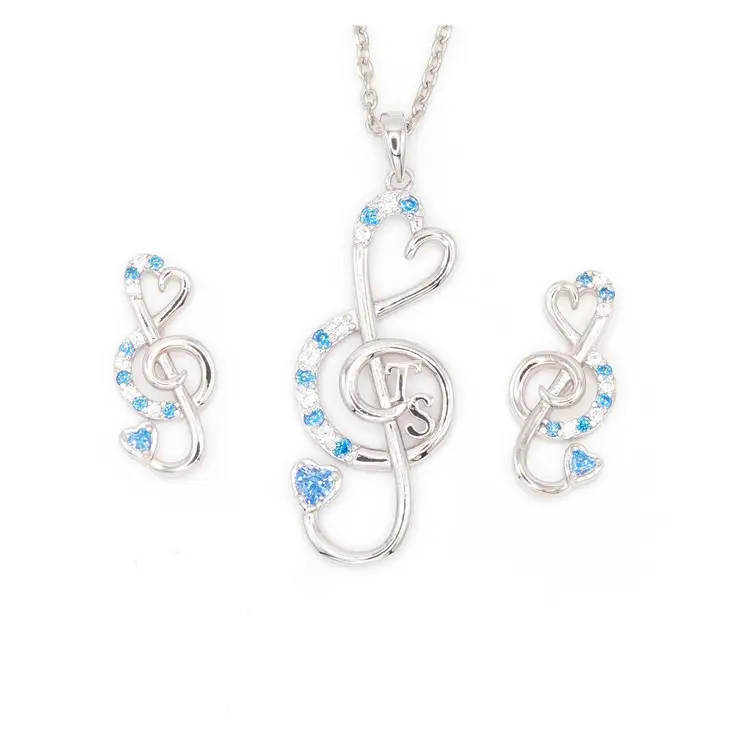 Music From The Heart Pendant/ Earrings In Zircon Blue