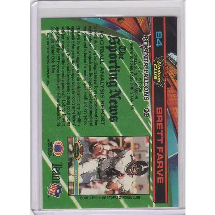 1991 Topps Stadium Club Brett Favre #94
