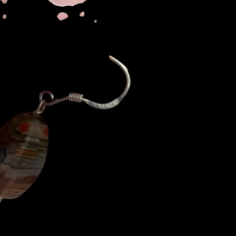 Sterling 925 Millefiori Glass Dangle Pierced  Hook Earrings. Beautiful Earrings!!