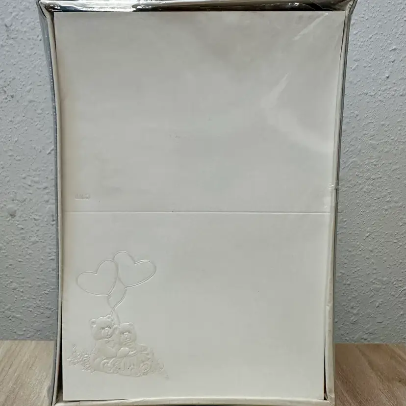 VTG Williamhouse Card Stock Embossed Bears W/ Heart Balloon Announcements DIY