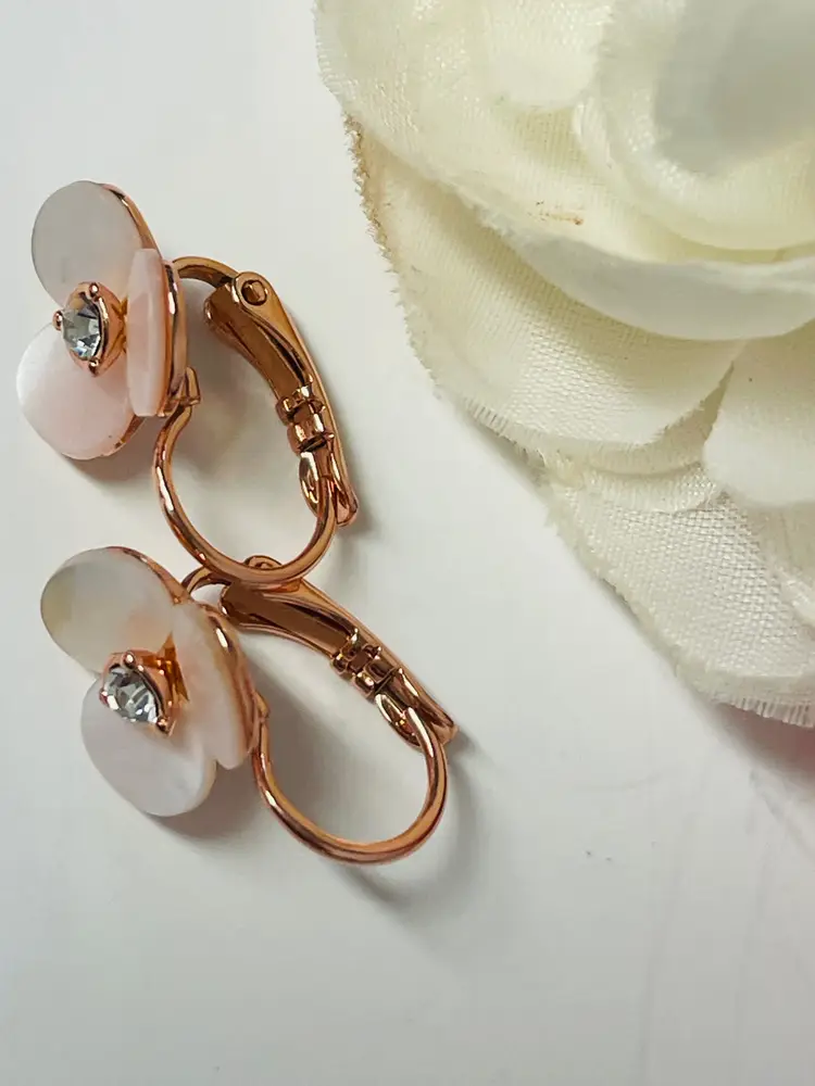 Alicia Bonnie 14K Rose Gold Plated Over Brass Zirconia & Mother of Pearl Earring