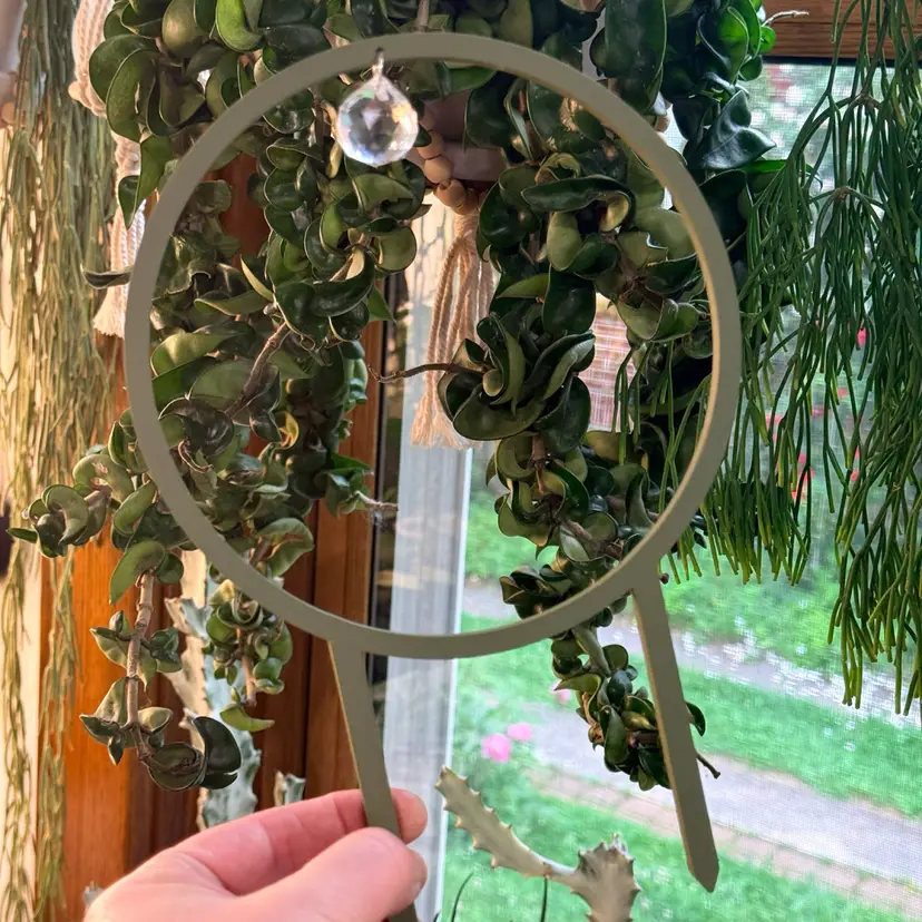 Round 3D Printed Suncatcher Trellis Olive Green - 3.5” spacing