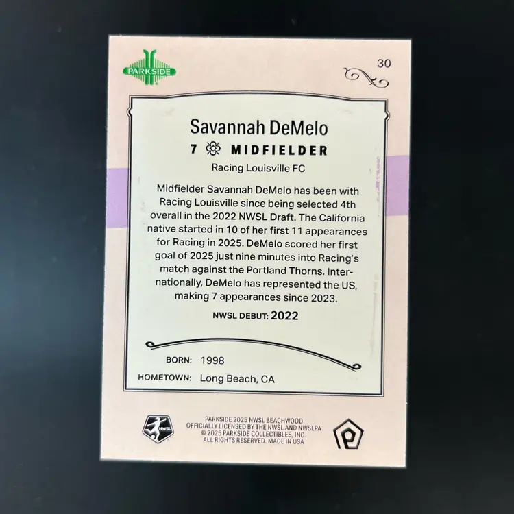 Savannah DeMelo 2025 Beachwood Brand Copper Foil /10 Soccer Card