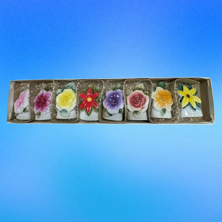 Eight (8) Vintage Ceramic Flower Place Card Holders