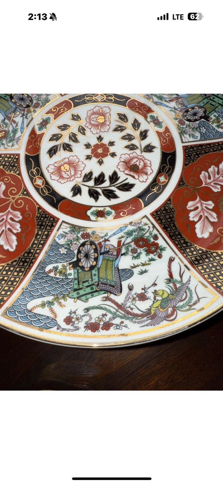 Vtg 12” Japanese IMARI Porcelain Hand Painted Platter, Japan; gold guilded