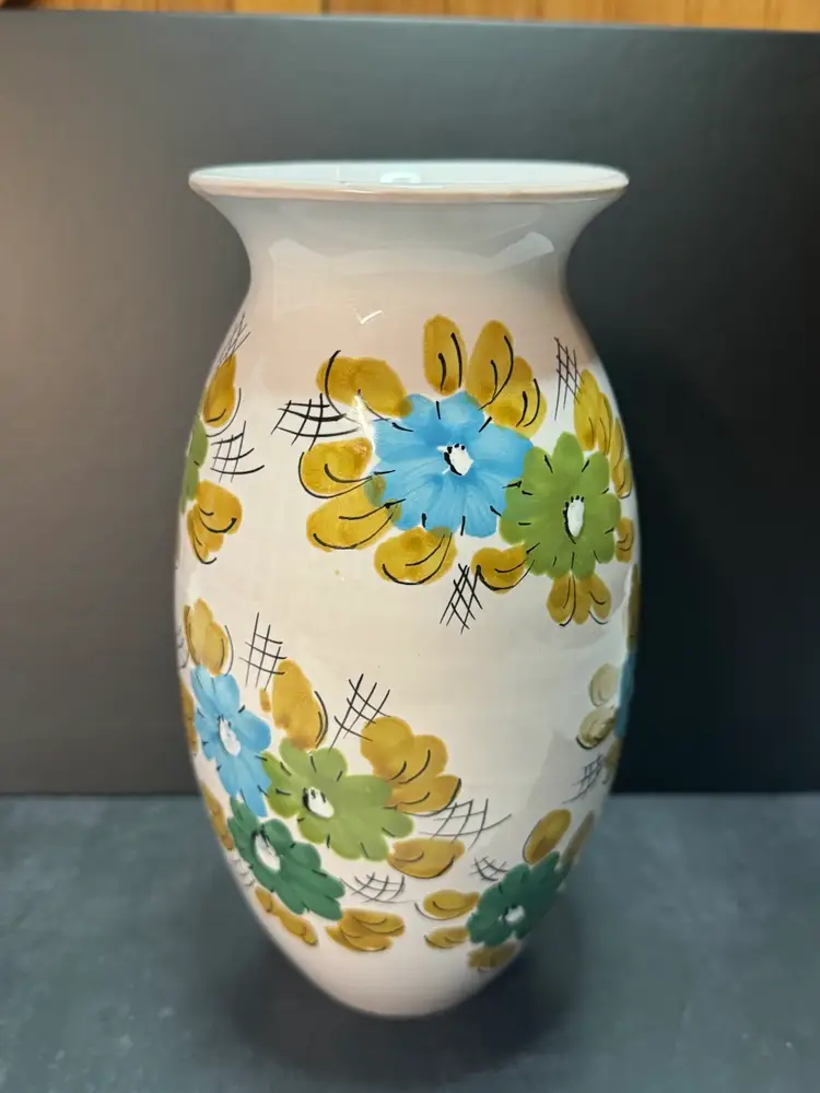 Hand painted Italian Floral Vase.
