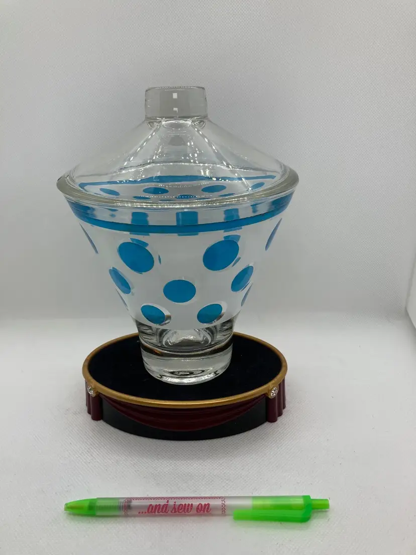 Hazel Atlas MCM
 blue polka dot
candy dish