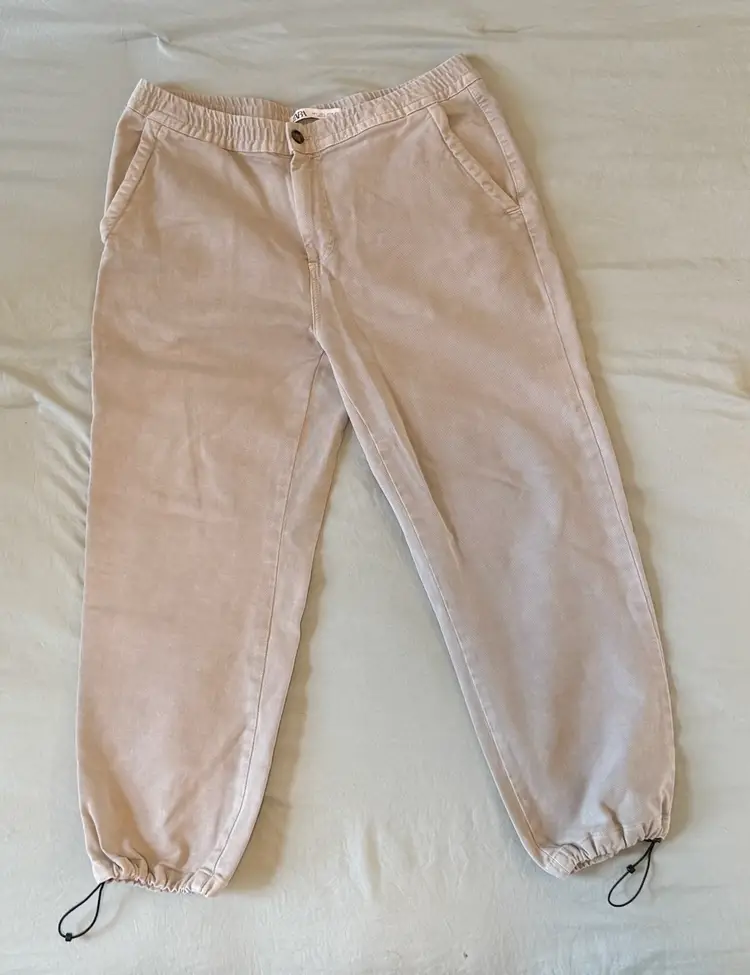 Zara Men's Pants/Jogger Draw String Closing Beige SZ Large