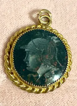 Antique Fob Pendant Carved Intaglio Blood Stone