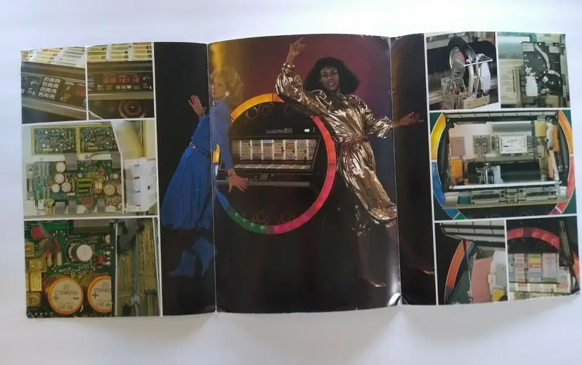 Satellite 200 Jukebox Flyer NSM Lowen Germany 1983 Phonograph Art 8.25" x 11.5"