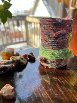 Pink with green stripe cachepot