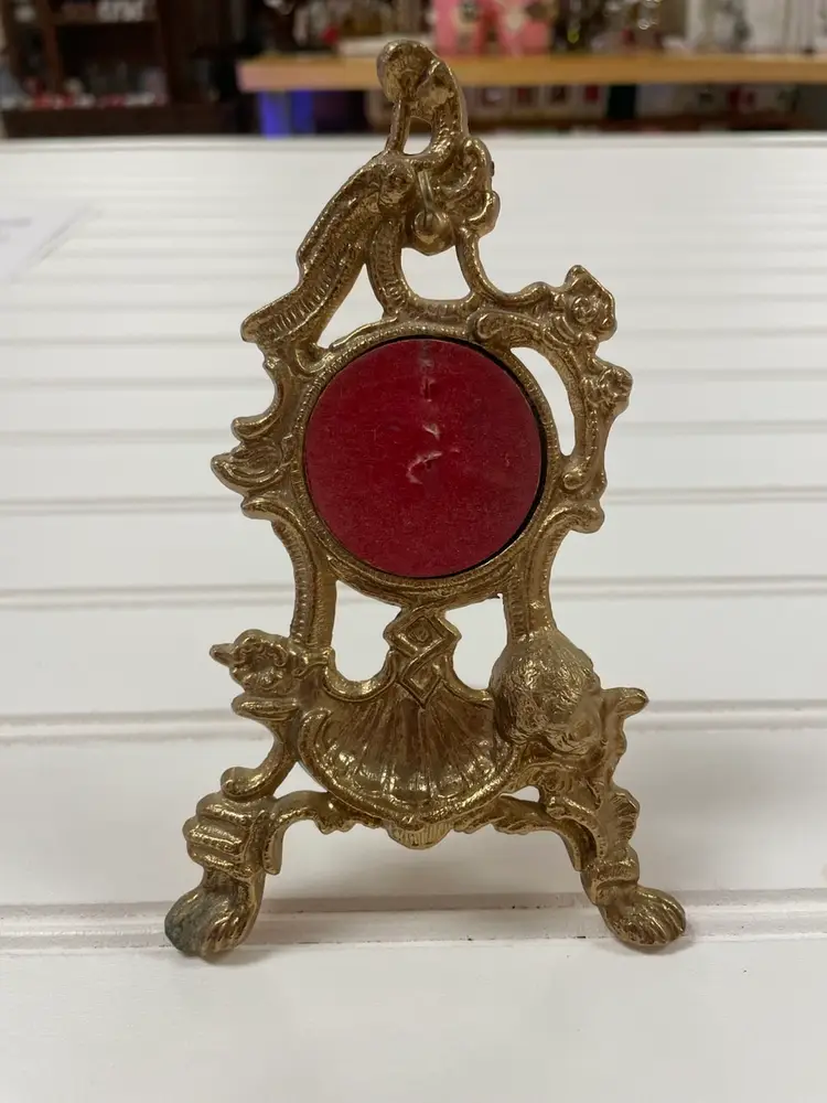 Antique Victorian Brass Pocket Watch Display Easel 1920s Jewelry Display