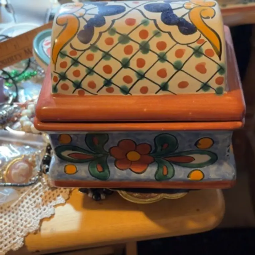 Mexican Talavera  Box With Lid From Mexico
