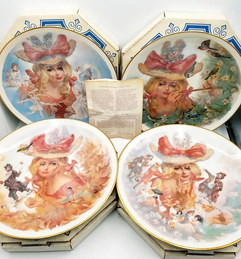 Julian Ritter To Love A Clown Gorham Collectors Plate Set 4 Seasons Vintage 1978. Wonderful set of four fine china plates with gold edging.