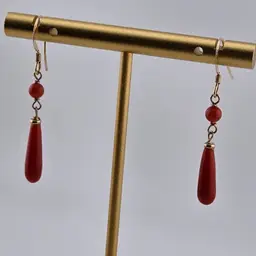 Red Coral Earrings Gold Filled