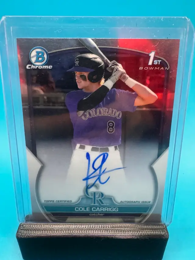 Cole Carrigg 1st Bowman Chrome Auto Colorado Rockies