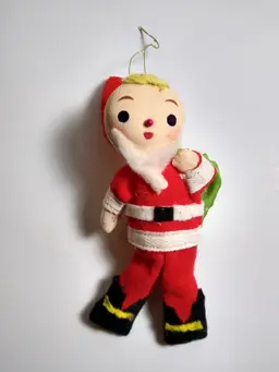 Vintage Felt Santa Claus Ornament Made in Japan Christmas Holiday Decoration