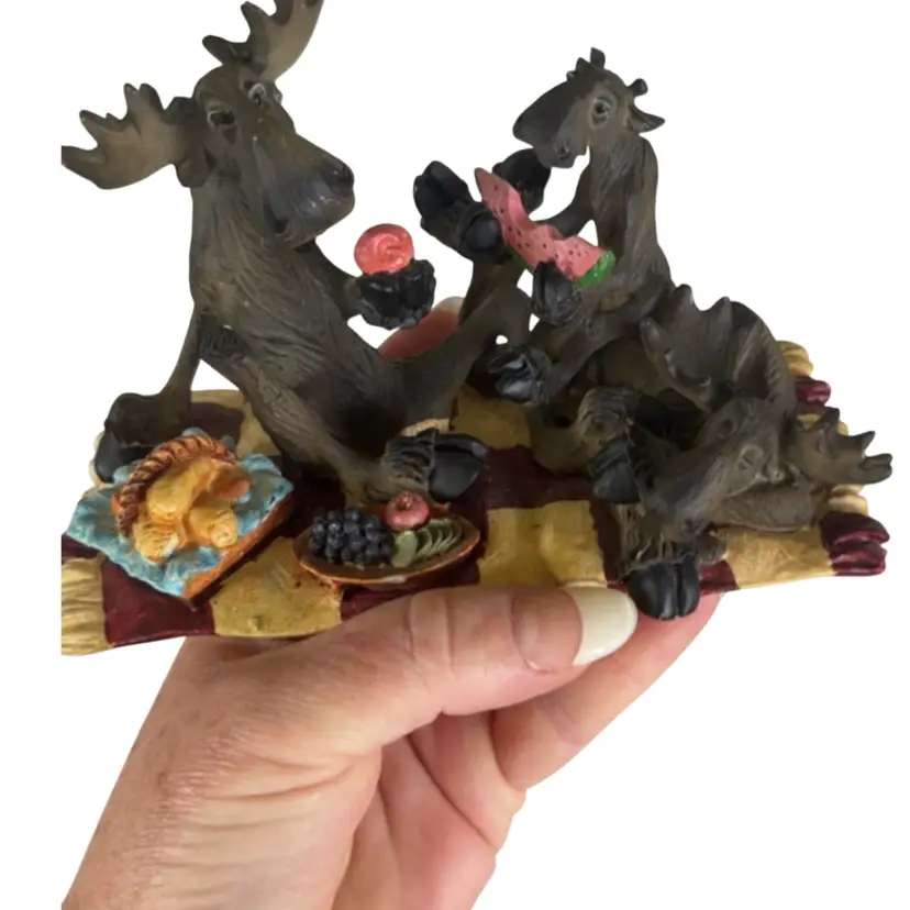 Moose Family Picnic Figurine