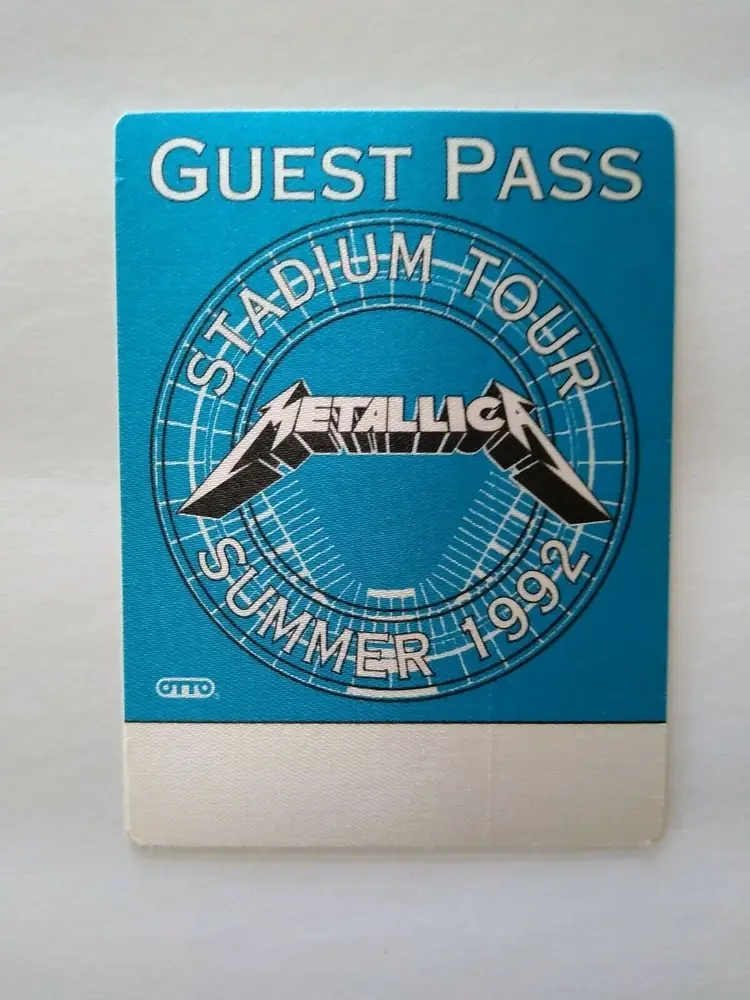Metallica Backstage Pass Original 1992 Hard Rock Heavy Metal Music Tour Blue