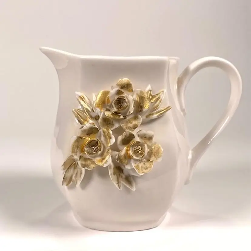 I. Godinger & Co. Porcelain Creamer Pitcher 3D Flower Design