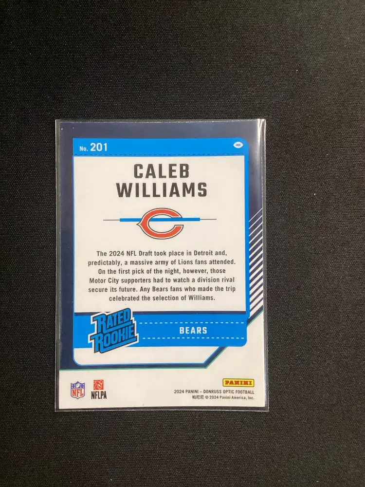 2024 Donruss Optic Football Caleb Williams RC Rated Rookie Base #201