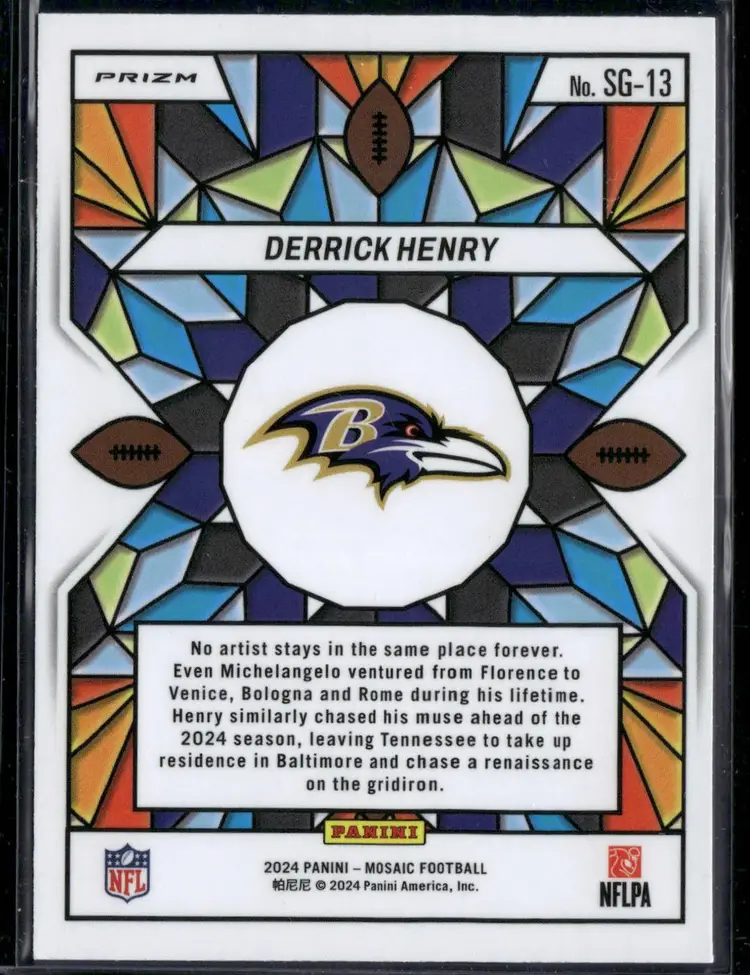 Derrick Henry 2022 Stained Glass Panini Mosaic Baltimore Ravens