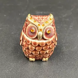 Monet "Wise One" Enamel Owl Trinket Box/Pill Box