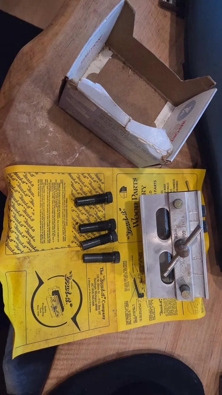 Dowel-It Made In USA jig with box and parts