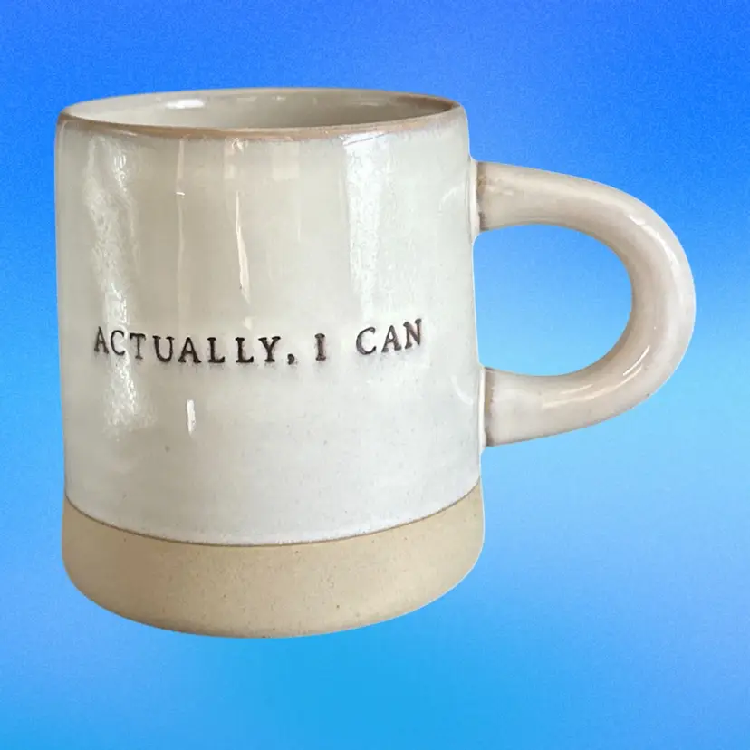 Joanna Gaines Magnolia Stoneware Mug Hearth And Hand "ACTUALLY I CAN"  14oz