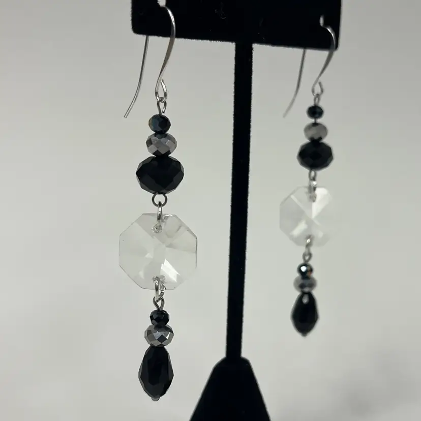 #40 "Swing from a Chandelier" - Handmade by Me -- Upcycled Antique Chandelier Glass Earrings