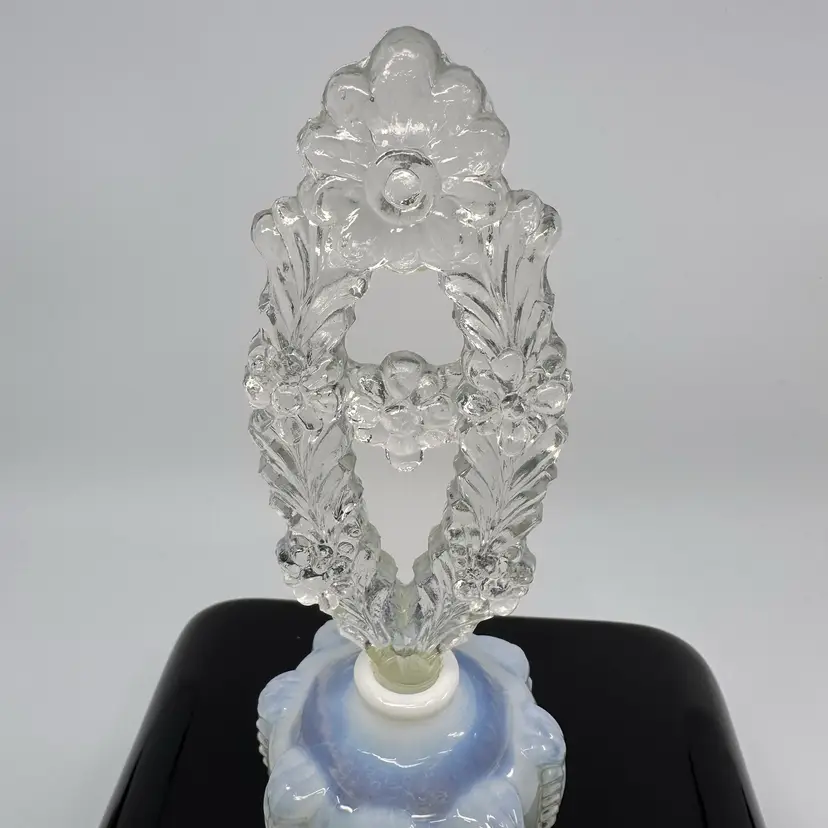 Vintage Opalescent Art Glass Perfume Bottle Art Deco Style *Glowy