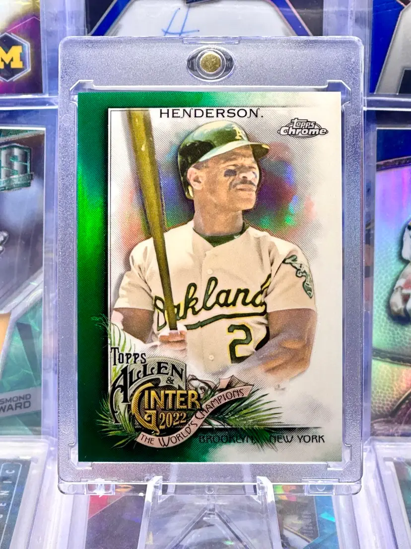 Rickey Henderson 2022 Topps Chrome /99 Green Refractor COLOR MATCH Oakland Athletics