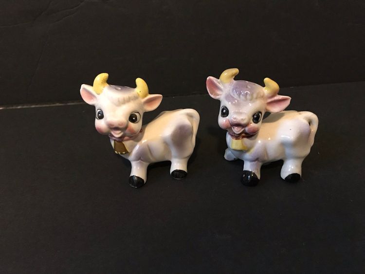 VTG Purple Elsie The Cow 1950's Kitschy Set Of Salt And Pepper Shakers