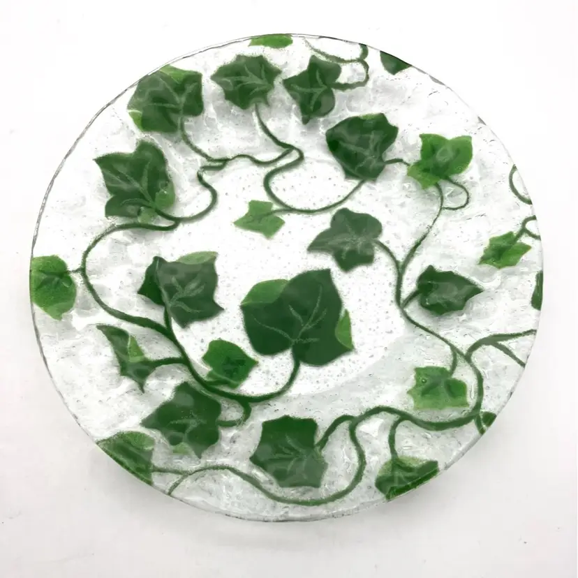 12 - Anne C Ross Fused Glass Plate 8.5β Ivy