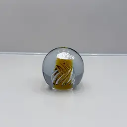 Blenko Spiral Cyclone Yellow Vintage Glass Paperweight